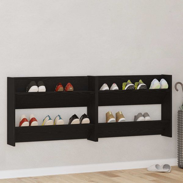 vidaXL Skriňa na topánky s poličkou 2 pcs Čierny dub 83 x 18 x 60 cm