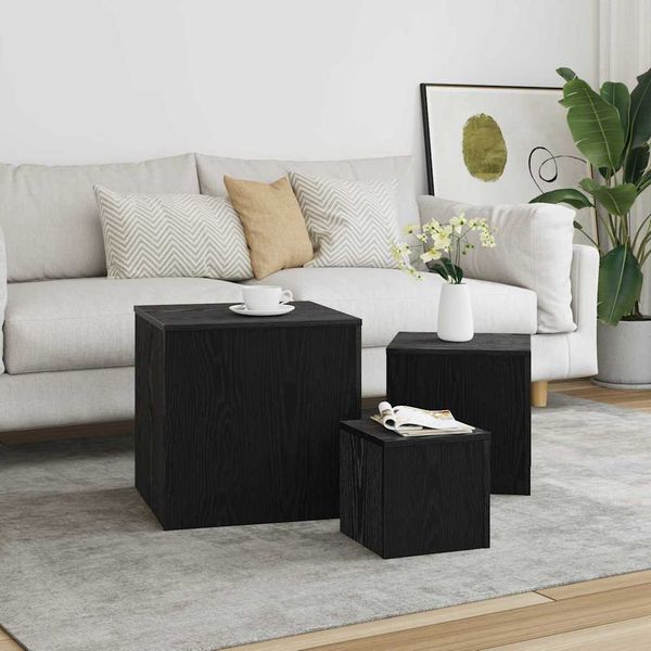 vidaXL Hniezdiaci stôl 3 pcs Čierny dub Kompozitné drevo