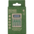 DELTACO C704A4, Nabíjačka batérií, USB + 4x AAA