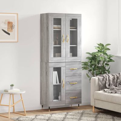 vidaXL Vysoká skrinka sivý dub sonoma 69,5x34x180 cm spracované drevo