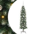 vidaXL Umelý chudý vianočný strom Zelená a biela 150 cm