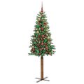 vidaXL Úzky vianočný stromček s 300 LED-i so stojanom Zelená 210 cm