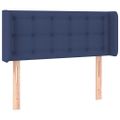 vidaXL Čelo postele s LED modré 93x16x78/88 cm látka