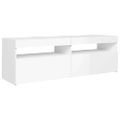 vidaXL TV skrinka s LED svetlami lesklá biela 120x35x40 cm