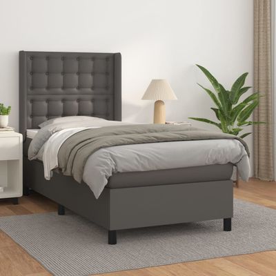 vidaXL Boxspring posteľ s matracom sivá 80x200 cm umelá koža