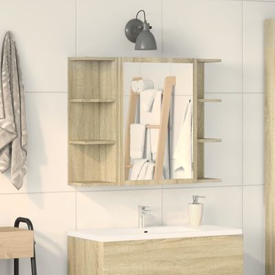 vidaXL Skrinka so zrkadlom, dub sonoma 80x20,5x64 cm, drevotrieska