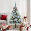 vidaXL Umelý vianočný stromček Zelená a biela 150 cm PVC, kov a plast