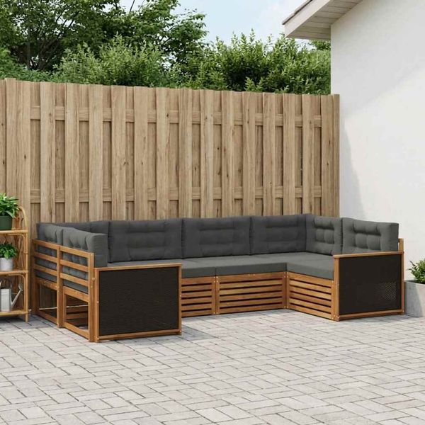 vidaXL Záhradná súprava gaučov s vankúšom 6 pcs Prírodná a antracitová