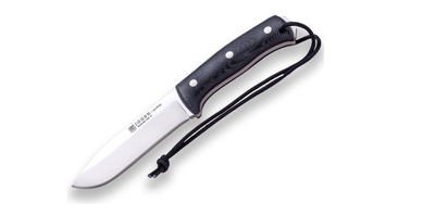 JOKER CM125-P NOMAD vonkajší bushcraft nôž 12,7 cm, čierna, Micarta, kožené puzdro, kresadlo