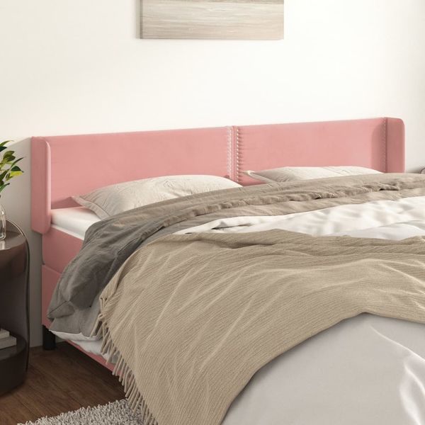 vidaXL Čelo postele so záhybmi ružový 203x16x78/88 cm zamat