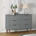 vidaXL Skrinka so zásuvkami MOLDE, sivá 113x40x80 cm, borovicový masív