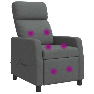 vidaXL Masážne relaxačné kreslo Tmavosivá Látka