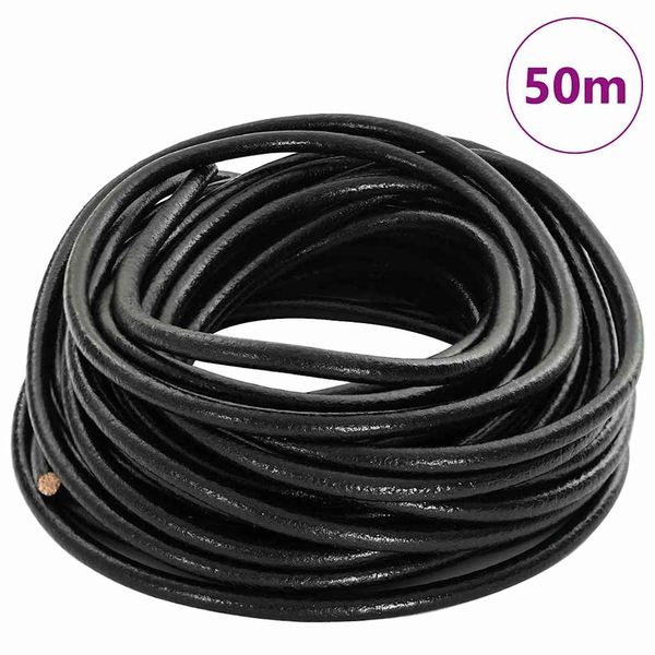 vidaXL Kožená šnúrka Čierna Ø5 mm x 50 m Koža