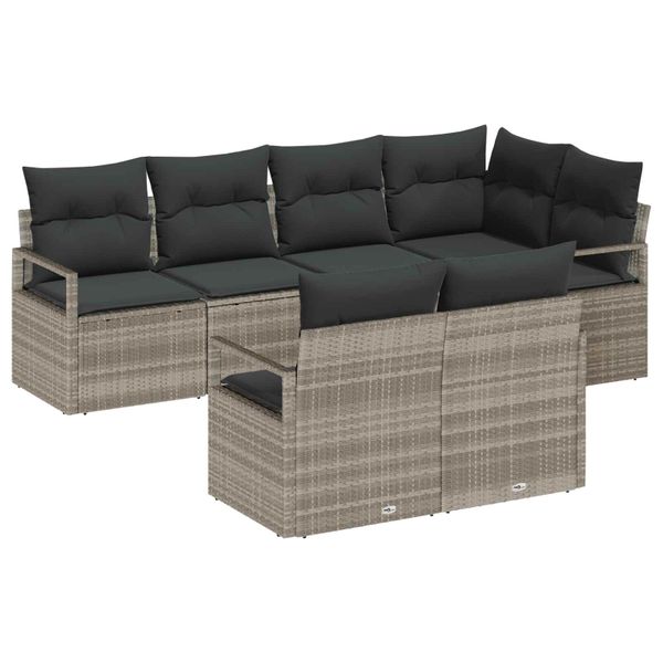 vidaXL Sada pohoviek 7 pcs Svetlosivá polyratan