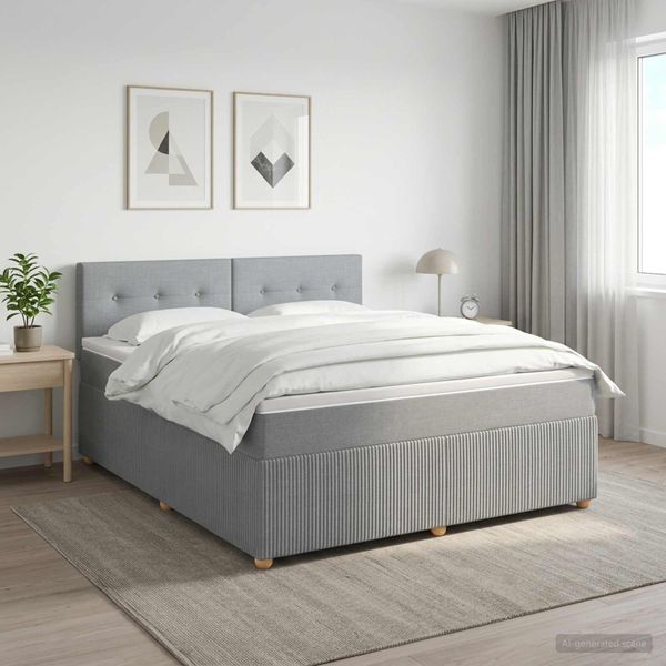 vidaXL Posteľ boxspring s matracom Svetlosivá 180 x 200 cm Látka