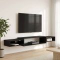 vidaXL Nástenný TV kabinet Nástenná montáž Čierny dub 180 x 28 x 21 cm
