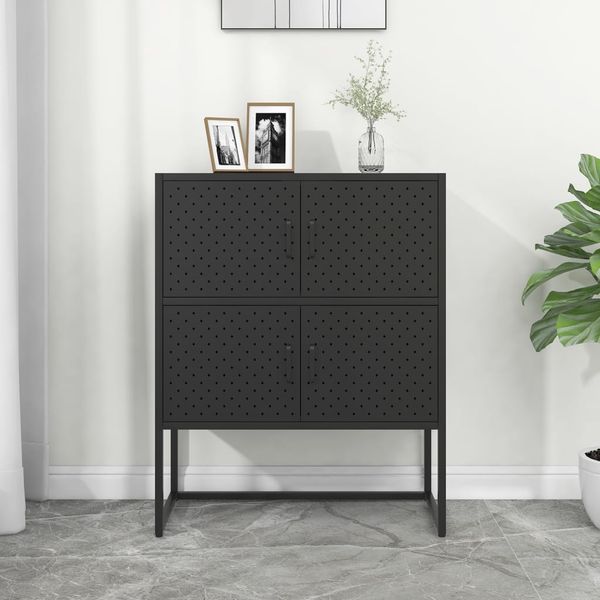 vidaXL Vysoká skrinka čierna 80x35x100 cm oceľ