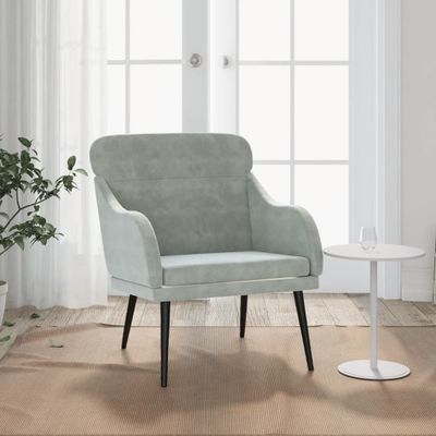 VidaXL Kreslo svetlosivé 63x76x80 cm zamat