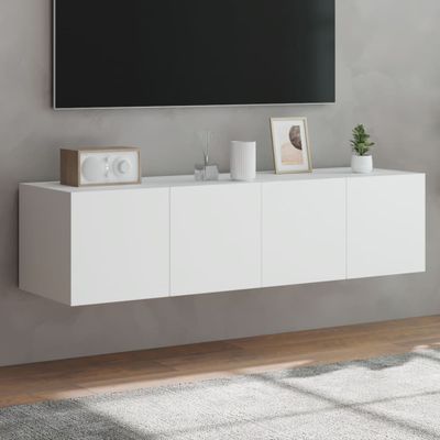 vidaXL TV nástenné skrinky s LED svetlami 2 ks biele 60x35x31 cm