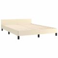 vidaXL Posteľný rám s čelom krémový 140x190 cm umelá koža