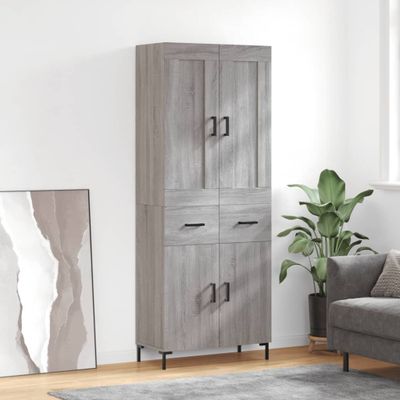 vidaXL Vysoká skrinka sivý dub sonoma 69,5x34x180 cm spracované drevo