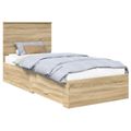 vidaXL Rám postele so zásuvkou Sonoma dub 90 x 200 cm Kompozitné drevo