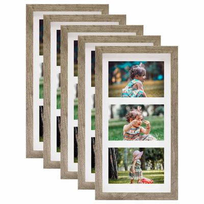 vidaXL 3D fotorámiky 5 ks, prírodné 18x35 cm na 3 fotky (10x15 cm)