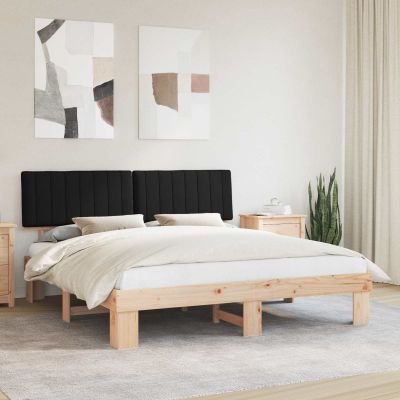 vidaXL Rám postele s čalúneným čelom Čierna 180 x 200 cm