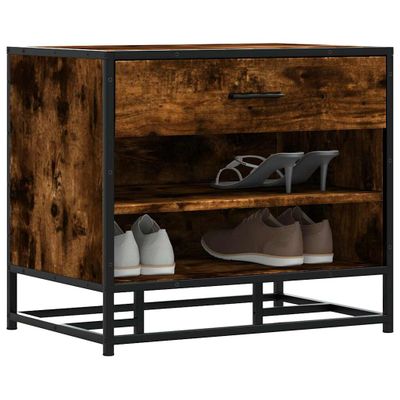 vidaXL Lavica na topánky dymový dub 60x40x53,5 cm kompozitné drevo+kov