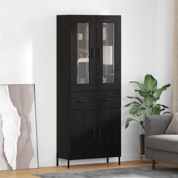 vidaXL Highboard Čierny dub 69,5 x 34 x 180 cm Kompozitné drevo