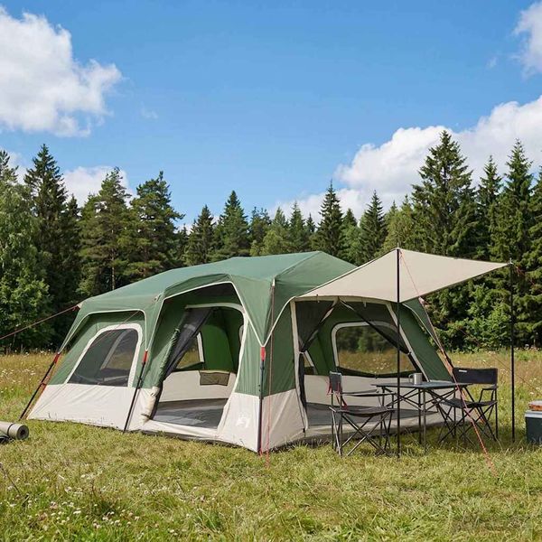 vidaXL Okamžitý stan Zelená Pre 10 osôb 185T Polyester s PU náterom