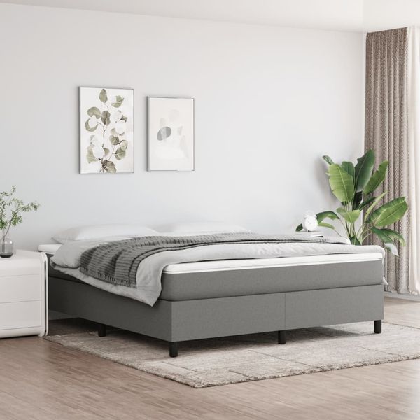 vidaXL Posteľný rám s boxspringom tmavosivá 180x200 cm látka
