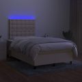 vidaXL Boxspring posteľ s matracom a LED krémová 120x190 cm látka