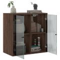 vidaXL Bočná skrinka so sklenenými dvierkami hnedý dub 68x37x68,5 cm