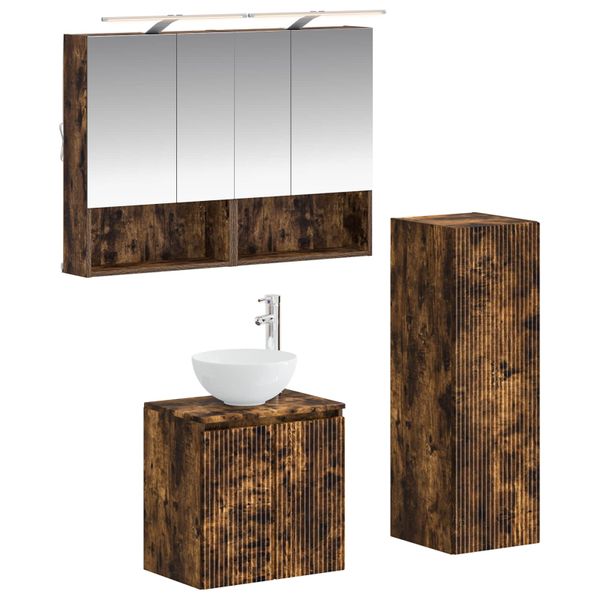 vidaXL Sada kúpeľňového nábytku 4 pcs Dymový dub