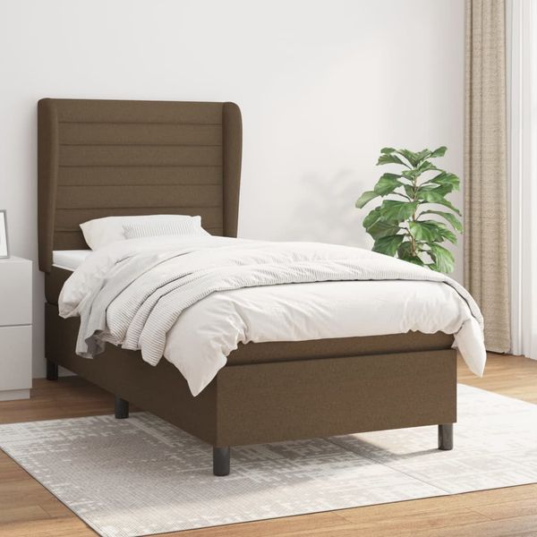vidaXL Boxspring posteľ s matracom tmavohnedá 100x200 cm látka
