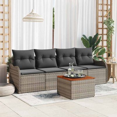 vidaXL Súprava záhradných pohoviek s úložiskom 5 pcs Sivá polyratan