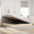 vidaXL Otomanový posteľný rám s úložiskom Krémová 200 x 200 cm látka