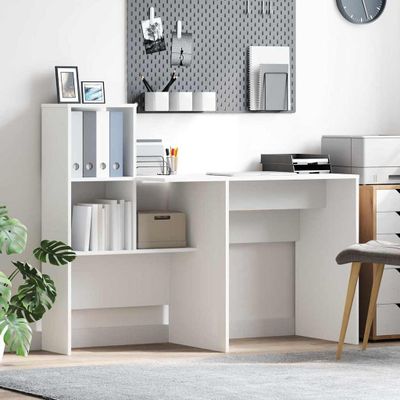 vidaXL Stôl s poličkou Biela 131,5 x 50 x 106,5 cm Kompozitné drevo