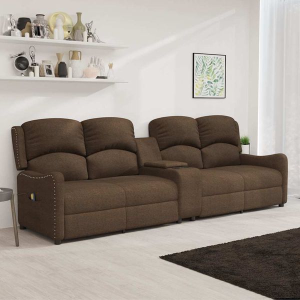 vidaXL 4-miestne sklápacie masážne kreslo+držiaky na poháre, hnedé