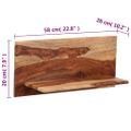 vidaXL Nástenné police 2 ks 58x26x20 cm masívne akáciaové drevo