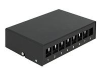 Zaslepovací patch panel keystone - montáž na stenu, montáž na DIN lištu - čierna - 8 portov