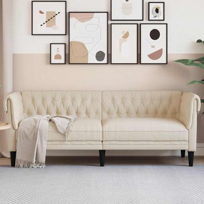 vidaXL Kreslo Chesterfield, 3-miestne, ľan