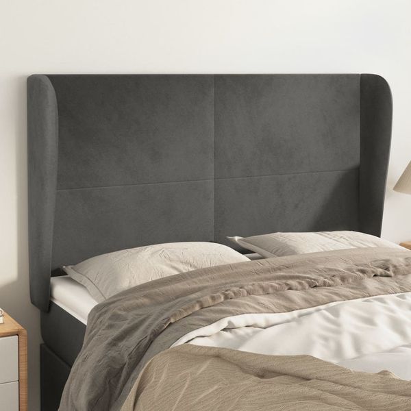 vidaXL Čelo postele so záhybmi tmavosivé 147x23x118/128 cm zamat
