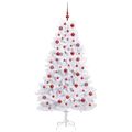 vidaXL Umelý Sklápací Vianočný Stromček Biela 180 cm PVC a oceľ