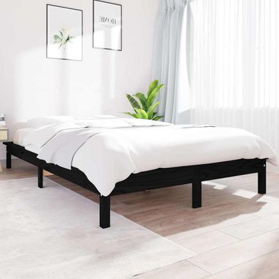 vidaXL Posteľný rám čierny 140x190 cm borovicový masív