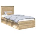 vidaXL Rám postele Sonoma dub 75 x 190 cm Masívne borovicové drevo