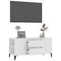 vidaXL TV skrinka lesklá biela 102x44,5x50 cm spracované drevo