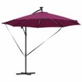 vidaXL Slnečník 294 x 294 x 248 cm Polyester a hliník Bordeaux červená