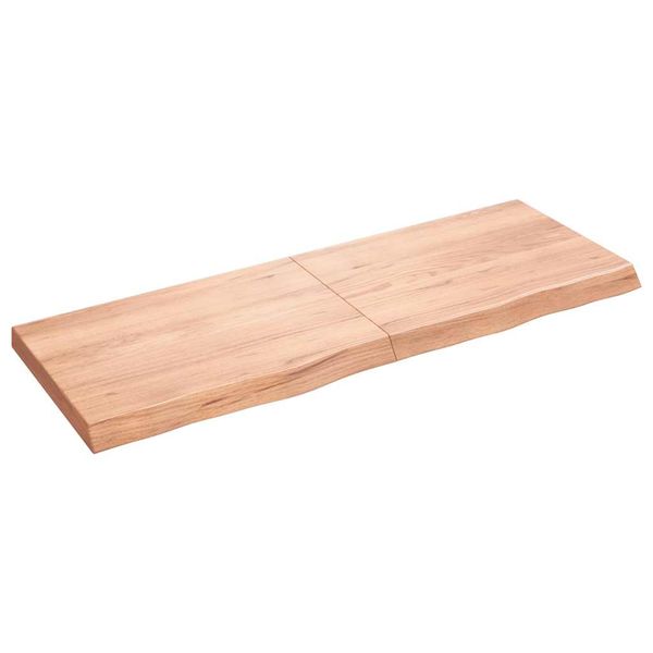vidaXL Nástenná polica bledohnedá 140x50x(2-6) cm ošetrený masívny dub